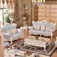 thumbnail image 2 of Baroque Style Wood Frame Classic Sofa Baby Blue Princess Antique Sofa Set Leather Fabric Hand Carved Rococo Sectionals sofa My Lux Decor Round, 2 of 5