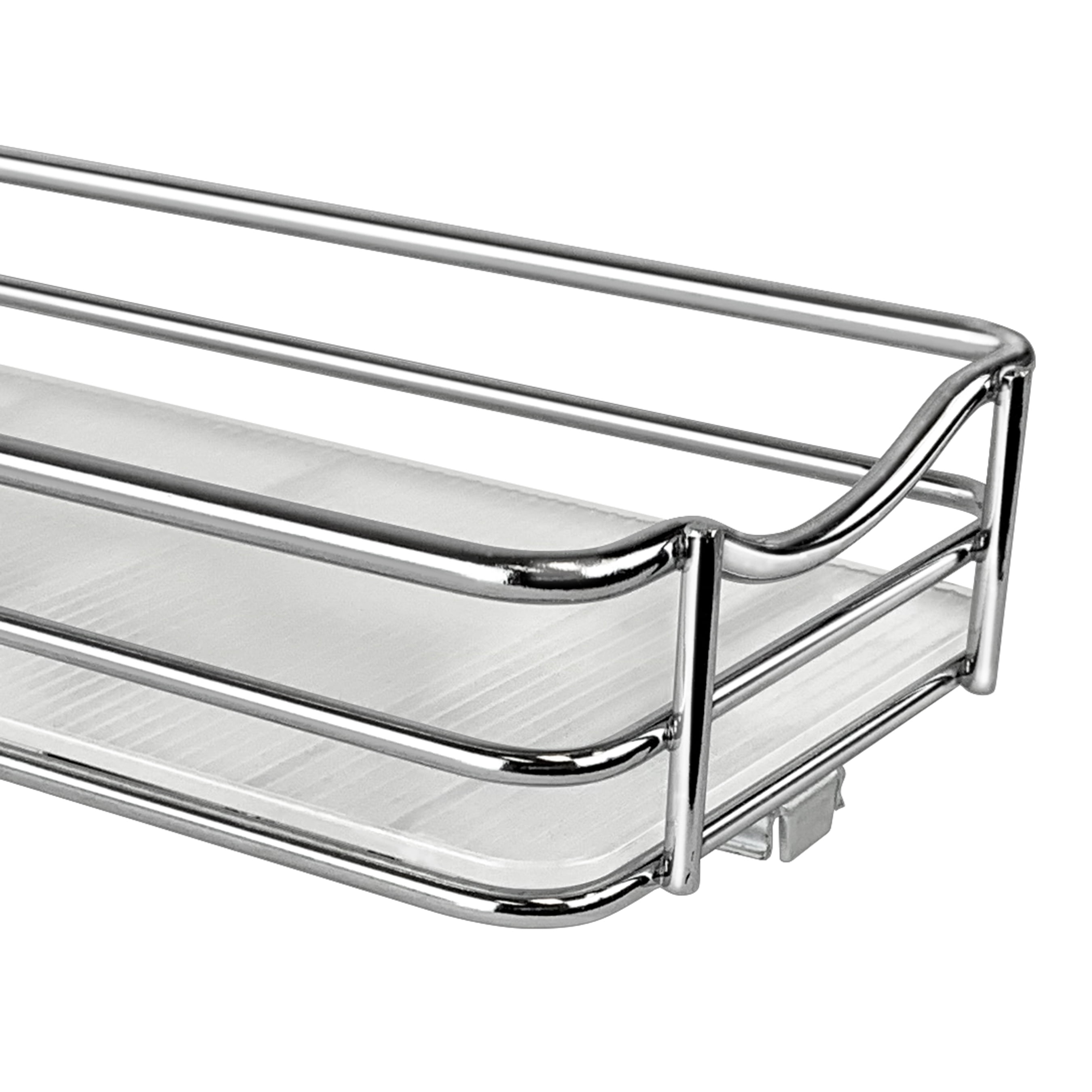 Lynk Professional 8-1/4 in. Wide - Double Silver Chrome Slide Out Spice Rack Pull Out Cabinet Organizer