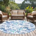 thumbnail image 4 of Marine Coral Round Area Rug 8Ft Washable Large Circle Rugs for Living Room Dorm, Coastal Ocean Underwater Starfish Summer Blue Non-Slip Carpet Floor Mats Indoor Outdoor Carpet Runner Home Decor, 4 of 8