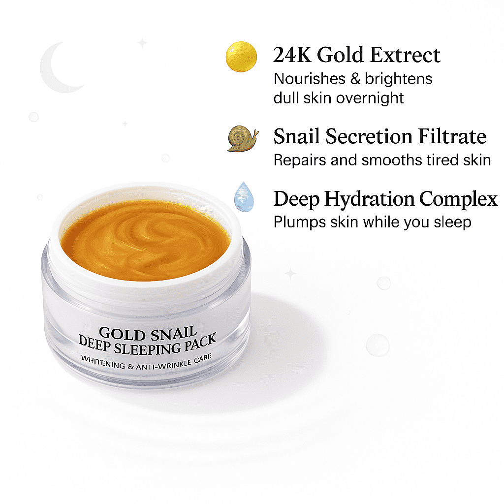 Madnice Gold and Snail Mucin Night Repair Cream, 100ml, Anti-Aging Overnight Moisturizer
