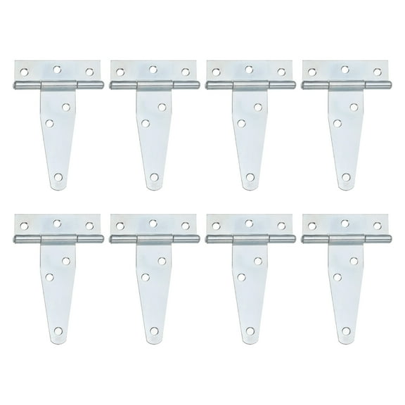 8Pack T-Strap Door Hinges, 4" Wrought Tee Shed Gate Hinges Iron (White Zinc)