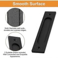 thumbnail image 3 of Set Of 2 Rectangular Recessed Stainless Steel Matte Black Sliding Door Handles For Sliding Barn Door, 3 of 5