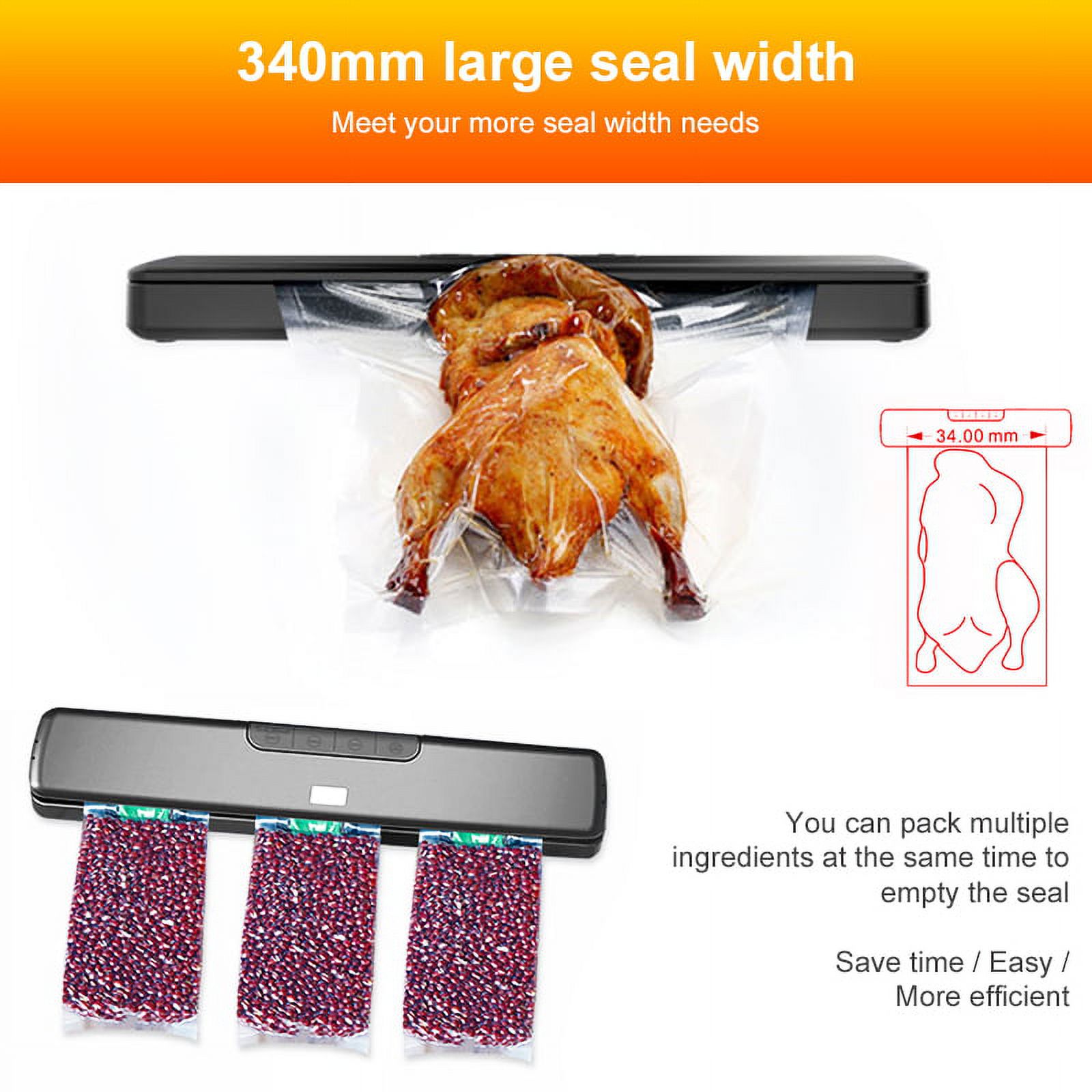 Amerteer Vacuum Sealer Machine, Automatic Food Saver with Air Sealing System, Dry Moist Modes with Low Noise, Food Sealer with 15 Pack Vacuum Sealer Bags