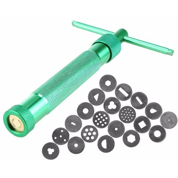 Durable Cake Sculpture, Rotary Clay Extruder, Craft Pottery Pastry Paste Gun, Bakeware Fondant Modeling Tool(Green)