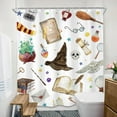 thumbnail image 4 of Witch Magical Kids Shower Curtain 72Wx72L Inch Funny Magic Book Hat Wizard Mysterious for Boys Girls Skull Owl Spooky 12 Pack Hooks Polyester Waterproof Fabric Bathroom Bathtub Panels, 4 of 6