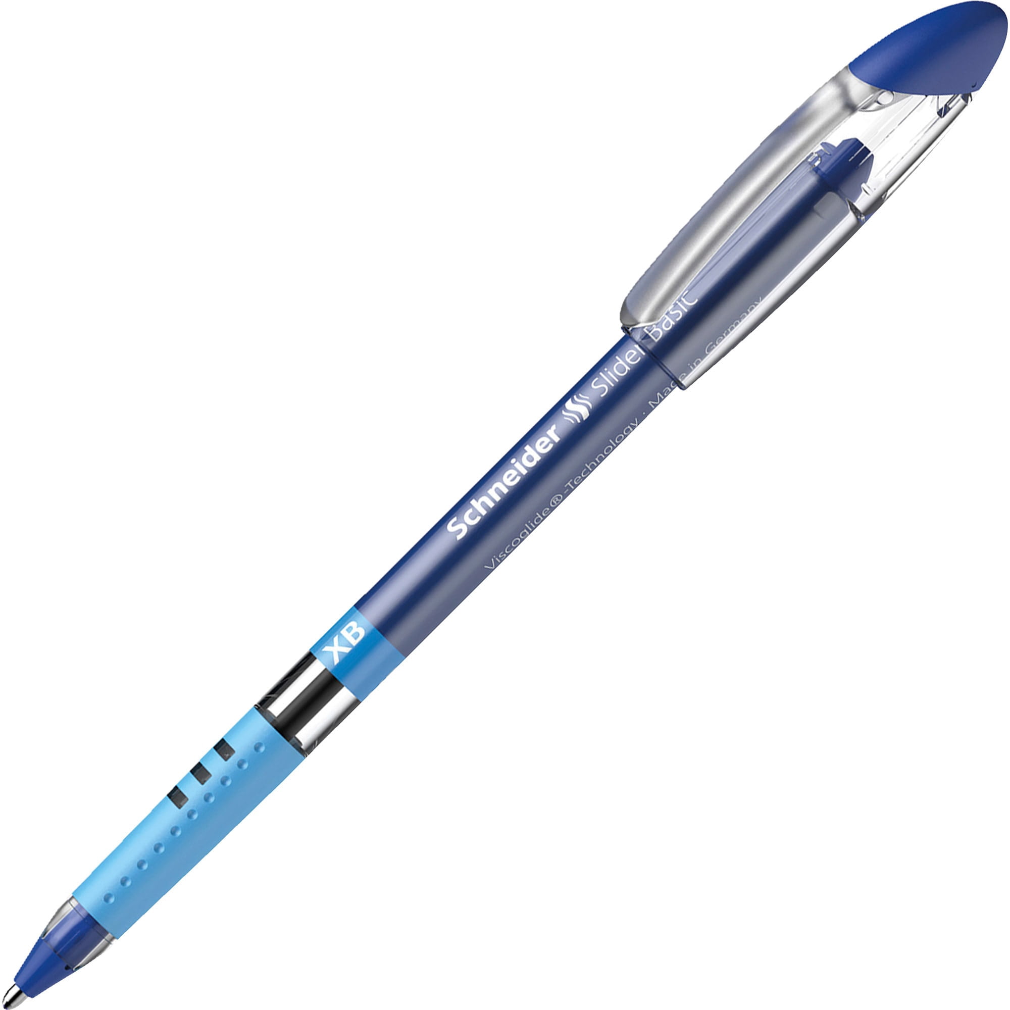 Schneider Slider Basic XB Ballpoint Pens - Extra Broad  - 1.4 mm Pen Point Size - Blue Ink - Rubberized Barrel - Stainless Steel Tip - 10 / Box