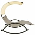 thumbnail image 1 of vidaXL Double Sun Lounger with Canopy Textilene Taupe and Cream, 1 of 5