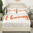 thumbnail image 3 of Hooray Bedding Set Birthday Gifts Twin Size for Women Men, for Easter Party, Weddings, Hooray Party Decorations Fitted Sheet Glitter Dots Happy Holiday Bed Sheets, White Colorful, 3 of 5