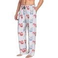 thumbnail image 2 of Uemuo Red Squirrel And Blue Rabbit Pattern Men's Wide Leg Palazzo Lounge Pants with Pockets Light Weight Loose Comfy Casual Pajama Pants-Medium, 2 of 9