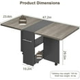 thumbnail image 2 of Garvee Table à Manger Pliant de 47,2 Pouces, Pliant et Extensible, 6 Roues et 2 Tablettes de Rangement, Gris et Noir, 2 of 8