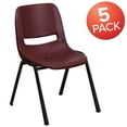 thumbnail image 3 of Flash Furniture 5 Pack HERCULES Series 880 lb. Capacity Burgundy Ergonomic Shell Stack Chair with Black Frame, 3 of 14