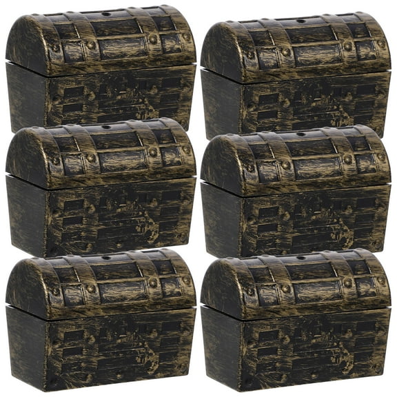 LULULION 6Pcs Retro Small Treasure Chest Decorative Jewelry Organizer Golden Party Favor