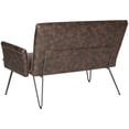 thumbnail image 4 of SAFAVIEH Johannes Mid-Century Retro Modern Leather Settee, Antique Brown/Black, 4 of 9