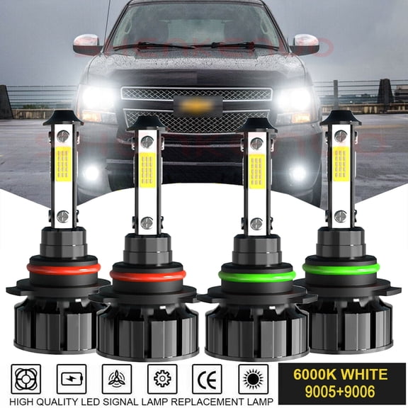 For Chevrolet Trailblazer 2002-2009 6000K LED Headlight High Low Beam Bulbs Combo 4X