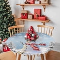 thumbnail image 2 of Round Fitted Tablecloth,Snowman Christmas Tree Blue Gradient Circle Table Cover Waterproof Table Cloth with Elastic Edge, Snow Branch Bird Outdoor Tablecloths for Kitchen Picnic 36-44in, 2 of 8