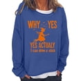 thumbnail image 2 of Craaazy Halloween Shirts For Women Fake Two Piece Casual Crew Neck Long Sleeve pullover Halloween Print Tops Gifts, 2 of 6