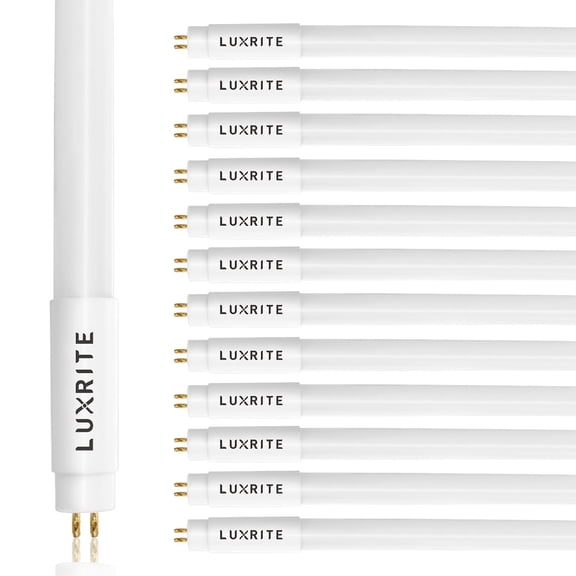 Luxrite 12-Pack 4FT T5 LED Tube Lights 24W=54W 3000K Soft White Ballast and Ballast Bypass Compatible Damp Rated