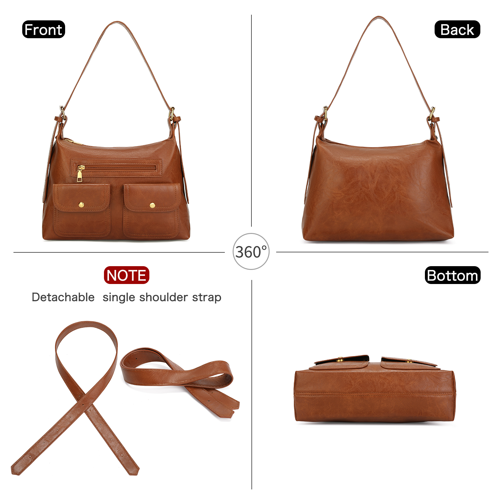 GOIACII Shoulder Bag for Women, Vegan Leather Hobo Bag, Trendy Handbags with Adjustable Strap