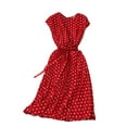 thumbnail image 3 of Julycc Womens Boho Polka Dot Print Belted Sundress Short Sleeve Pleated Swing Dress, 3 of 3