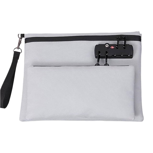 Pouches for Files, Tyeign Travel Lock Bag Bag with Lock And Zipper Double Layer Anti Handbag with Combination Men & File Bag Organizer File Bags for Women for Work Document Bag Grey