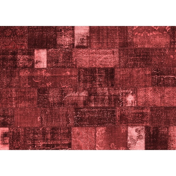 Ahgly Company Indoor Rectangle Patchwork Red Transitional Area Rugs, 3' x 5'