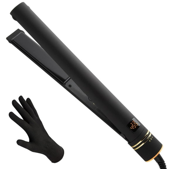 Artist Black Gold Ionic 1 Inch Flat Iron - Use as Straightener for Sleek Straight Hair or Use Rounded Edges for Shiny Curls and Waves, Stylist-Preferred Styles