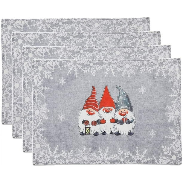 ZHAOCHENG manteles individuales navideños, manteles navideños para mesa de comedor, decoraciones de mesa navideña, manteles individuales antideslizantes y lavables para cenas familiares, suministros p