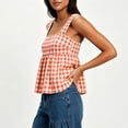 thumbnail image 4 of Blusas sin Mangas de Cuadros para Mujer con Escote Cuadrado Estilo Babydoll, Camisetas de Verano Suaves y Cómodas con Tirante Ancho sin Mangas, 4 of 8