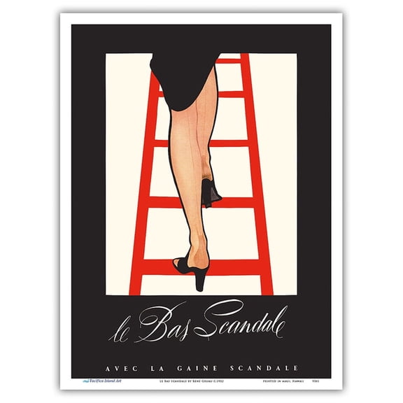 Le Bas Scandale - French Women’s Stockings - Vintage Advertising Poster by René Gruau c.1952 - Master Art Print (Unframed) 9in x 12in