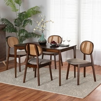 Baxton Studio Darrion Mid-Century Modern Cream Fabric and Black Finished Wood 7-Piece Dining Set