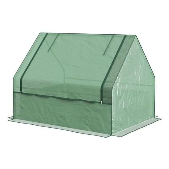 COCOKUN Metal Raised Garden Bed with Greenhouse Cover | Small Outdoor Planter Box for Herbs, Vegetables & Flowers | Available in Green and Silver Protective Covers