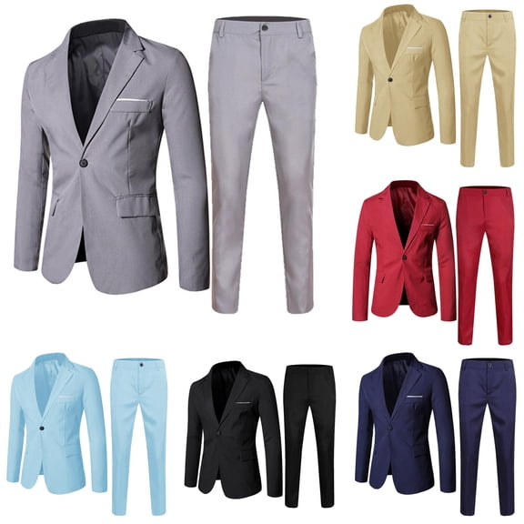 Boys Formal Suit Set Long Sleeve Coat and Trousers 2-Piece Wedding Outfit