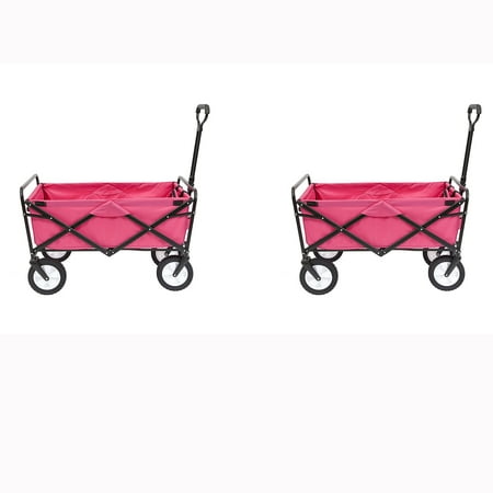 Mac Sports Collapsible Folding Outdoor Garden Utility Wagon Cart, Pink (2