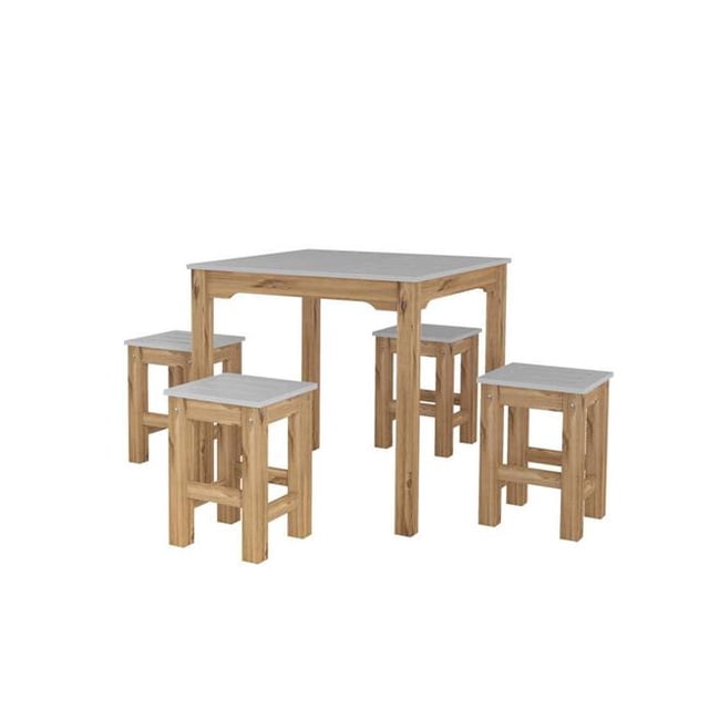 Manhattan Comfort CSS105 31.5 in. Stillwell Square Dining Set, Gray & Natural Wood - 5 Piece