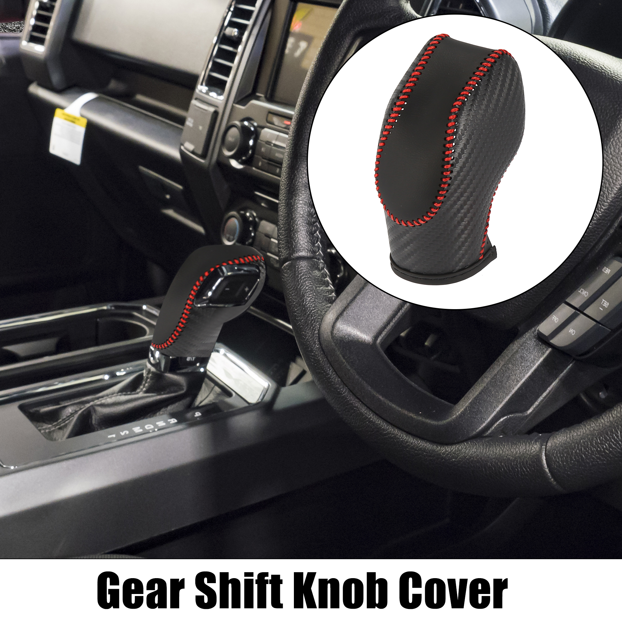Unique Bargains Car Faux Leather Gear Shift Knob Cover for Ford Focus Escape Fusion Red
