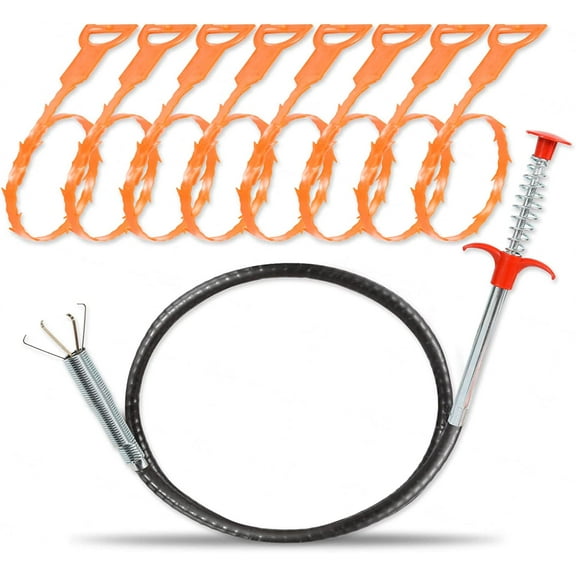 9 Pack Drain Snake Kit 25-inch Clog Remover Tool and 24-inch Cleaning Stick Combo