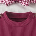 thumbnail image 5 of Quealent Newborn Baby Girl Clothes Smocked Bubble Romper Dress + Socks + Headband Cute Spring Summer Baby Girl Clothes (Wine, 12-18 Months), 5 of 8