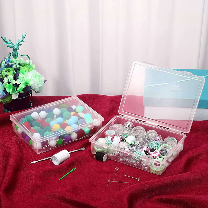 12 Pcs 7In X 9In X 2In Plastic Storage Box with Lid Multipurpose Craft Organizer Plastic Containers Clear Pencil Case