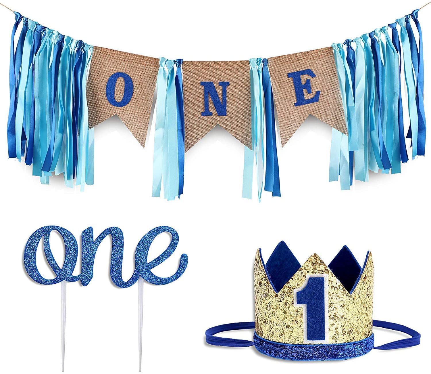 Baby Shower Silver Tassel LVEUD One Banner Baby First Birthday Decorations High Chair Decoration Wall Decor 