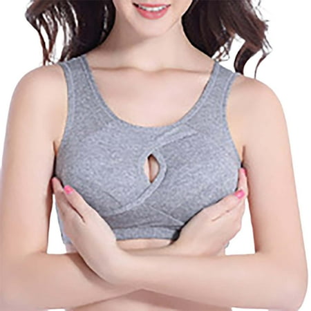 Pavied Sports Bra Wireless Bras Seamless Bras Women s Comfortable Solid Color Cotton With No Steel Ring Sleeping And Traceless Adjustment Sports Bra Cotton Bras Womens Bras Gray L