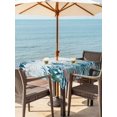 thumbnail image 3 of Outdoor Tablecloth with Umbrella Hole for Patio/Picnic/Party/Camping, Vintage Coastal Coral Waterproof Table Cloth Square Cover Washable, Nautical Blue Conch Starfish Ocean (60"x 60"), 3 of 8