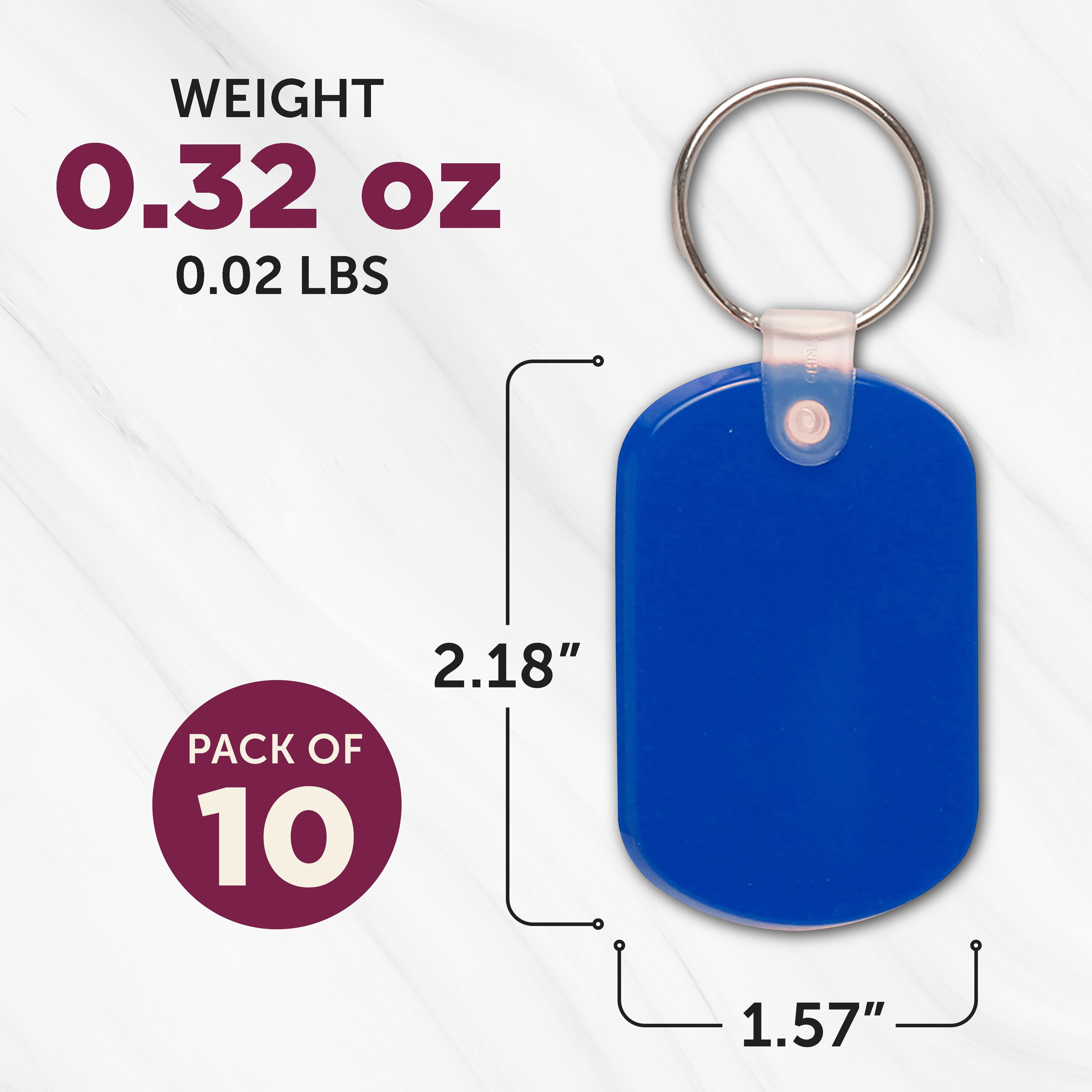 Tag Soft Plastic Keychains - 10 pack - Small Key Tag Chain For Staying Organized - Rubber Key Ring Keychain – Blue