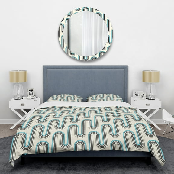 Designart 'Retro Geometrical Abstract Minimal Pattern IV' Mid-Century Modern Duvet Cover Set
