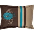 thumbnail image 6 of 7 Pc Brown, Teal and Taupe Floral Striped Design Cal King Size Comforter set, by Legacy Decor, 6 of 7