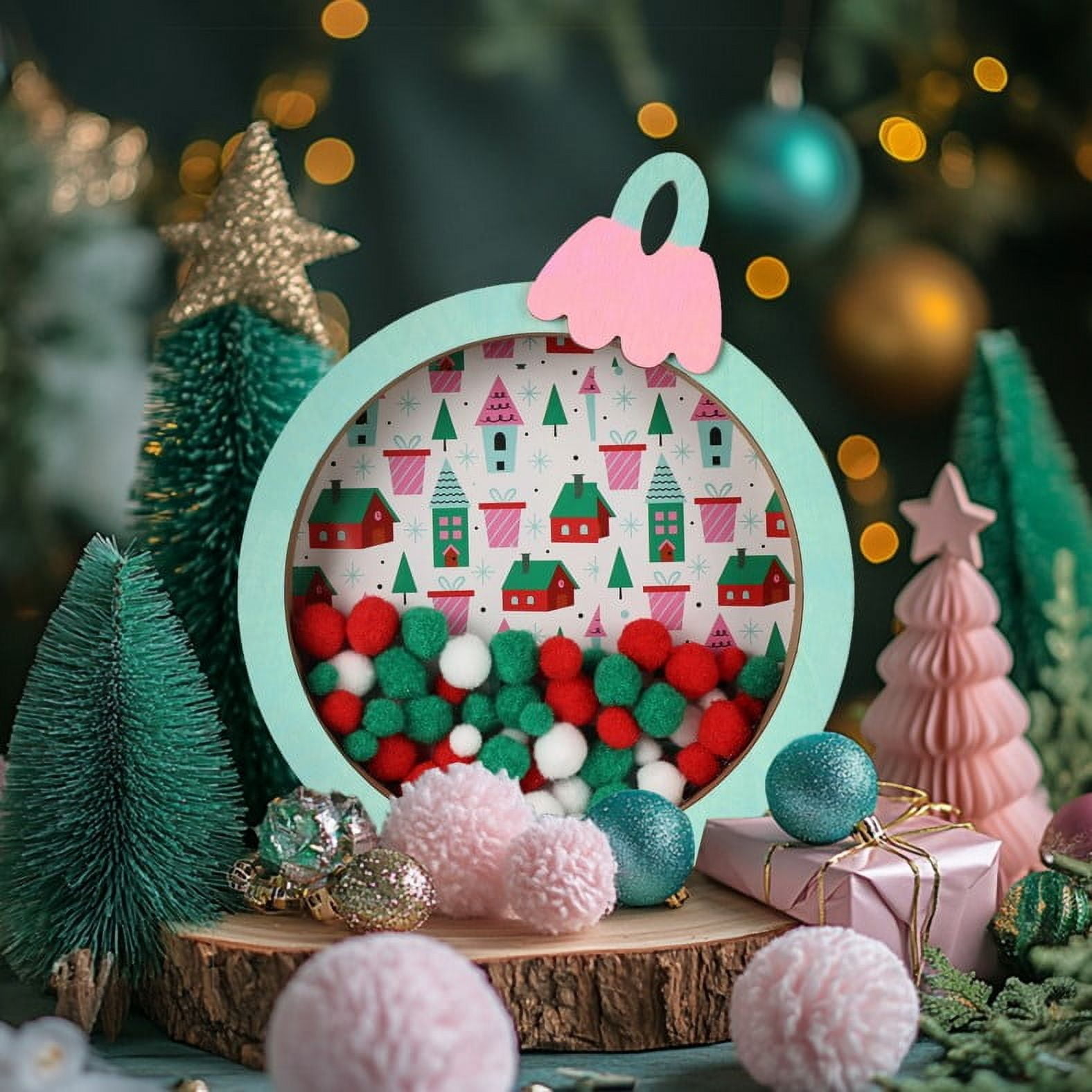 Holiday Time Fillable Ornament and Paint Kit, 9.87 x 9.76 x 1.26 Inch, Wooden Decoration, Unisex, Christmas