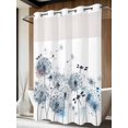 thumbnail image 4 of Blue Teal Dandelion No Hook Shower Curtain Waterproof, Bathroom Curtains with Snap in Liners and See Through Top Window, Dragonfly Modern Art Watercolor Hotel Style Bathtub Curtains Shower 72"Wx96"L, 4 of 8