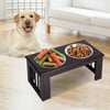 PawHut Double Bowl Wooden Stand Pet Feeder Elevated Base Cat Puppy Bowl