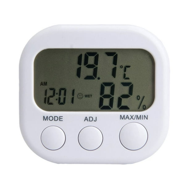 Termómetro digital de alta precisión, termómetro, humedad, reloj, barómetro, higrómetro (blanco)