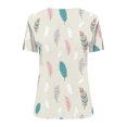 thumbnail image 5 of EQWLJWE Hauts d'Été pour Femmes Hauts pour Femmes Liquidation Mode Femmes Col Rond Manches Courtes Imprimé Bouton Poche Hauts Décontractés Blouse, 5 of 5