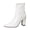White, variant on Womens Pointed Toe Ankle Booties Chunky High Heel Boots Side Zipper Patent Leather Boots